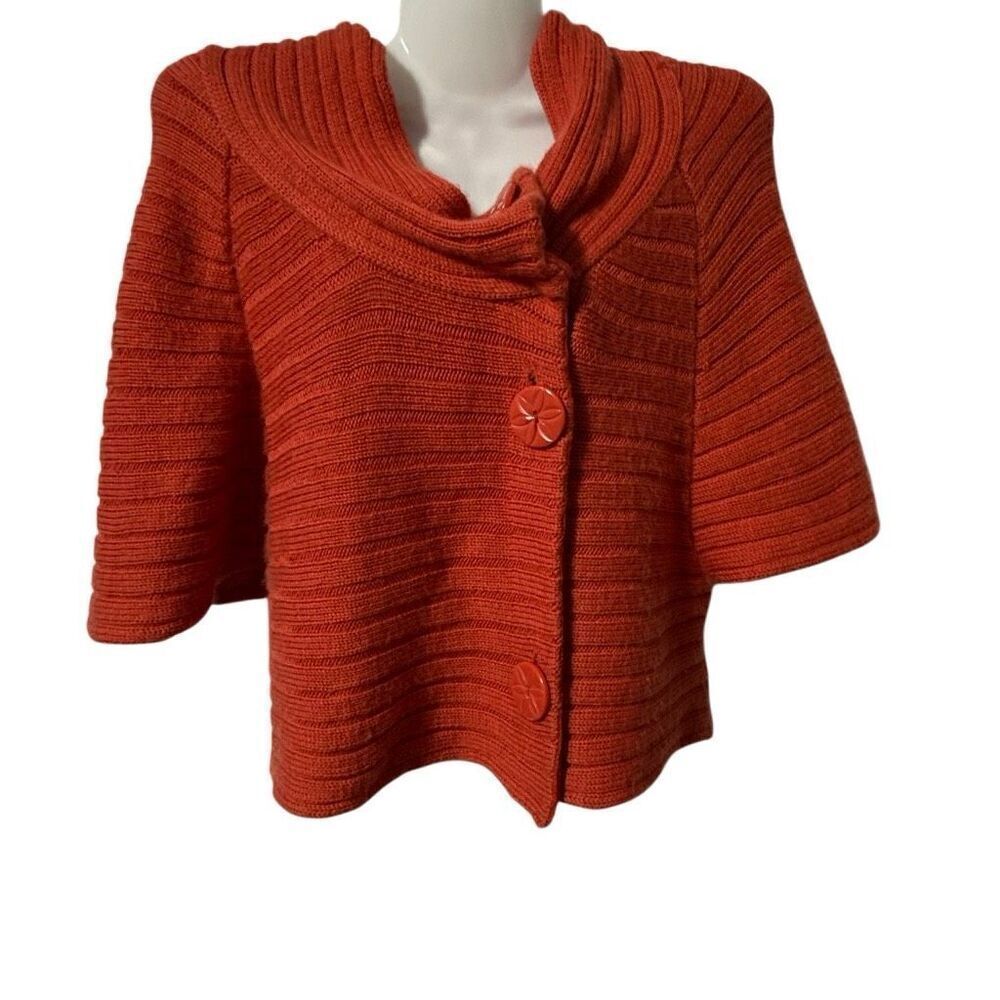Moth by Anthropologie Rust Wool Knit Cape Sweater - Size M